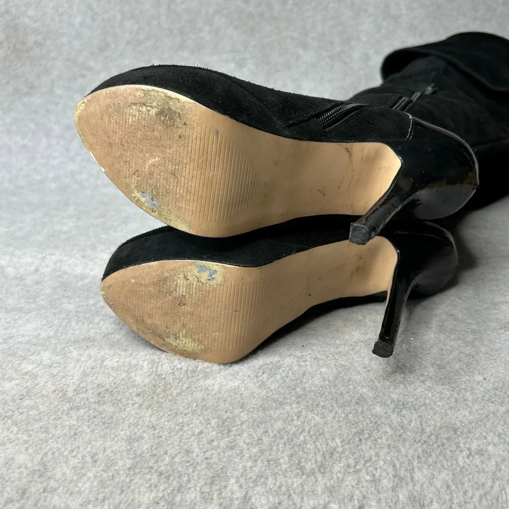 Steve Madden Black Suede Over The Knee Platform Stiletto‎ Boots Sz 8 Whimsigoth